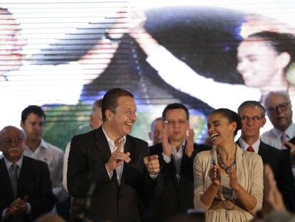 Campos e Marina durante o anúncio da candidatura.