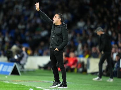 Xavi Hernández durante el partido frente a la Real Sociedad.