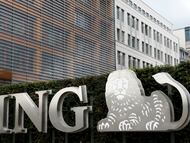 El logo de ING en su sede de Madrid.