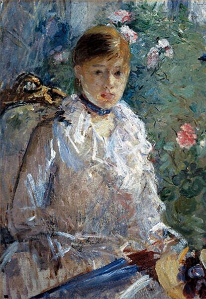 Retrato <i>Joven sentada. El verano<i>, de Berthe Morisot (hacia 1879-1880).