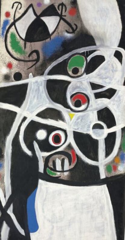 &#039;Femme et oiseaux&#039; (1968) by Joan Mir&oacute; could fetch over eight million euros at auction.  