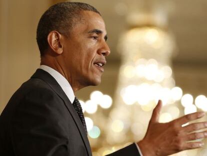 El presidente Obama durante un discurso en la Casa Blanca.