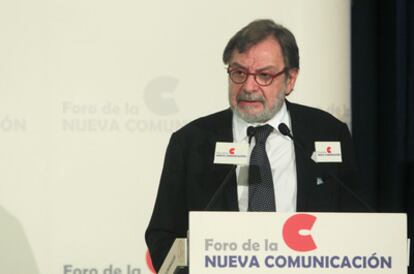 Juan Luis Cebrián, durante su intervención en el Foro de la Nueva Comunicación.