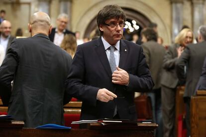 El president, Carles Puigdemont, al Parlament.