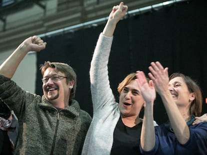 Xavier Dom&egrave;nech, Ada Colau i Marta Sibina.