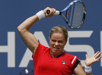 Kim Clijsters, en su duelo del lunes en Nueva York contra la ucrania Viktoriya Kutuzova.