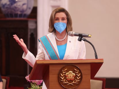 Nancy Pelosi, el martes en el Palacio Presidencial de Taipéi.