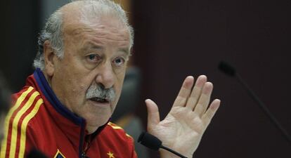 Del Bosque, durante la conferencia de prensa en Las Rozas.