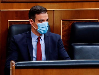 El presidente del Gobierno, Pedro Sánchez, este miércoles en el Congreso de los Diputados.