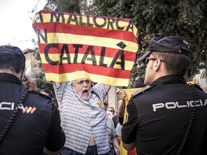 Manifestaci&oacute;n a favor del catal&aacute;n en Palma.