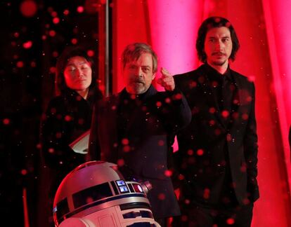 Los actres Mark Hamill y Adam Driver, durante el evento.