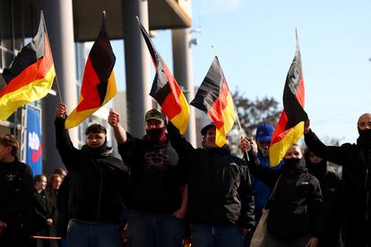 Seguidores de AfD, en un acto en Berlín el pasado 22 de febrero.