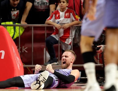 Dzanan Musa celebra una canasta del Real Madrid ante el Estrella Roja este martes.