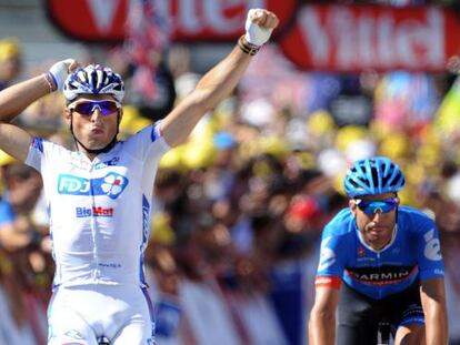 Pierrick Fedrigo, al llegar a la meta.