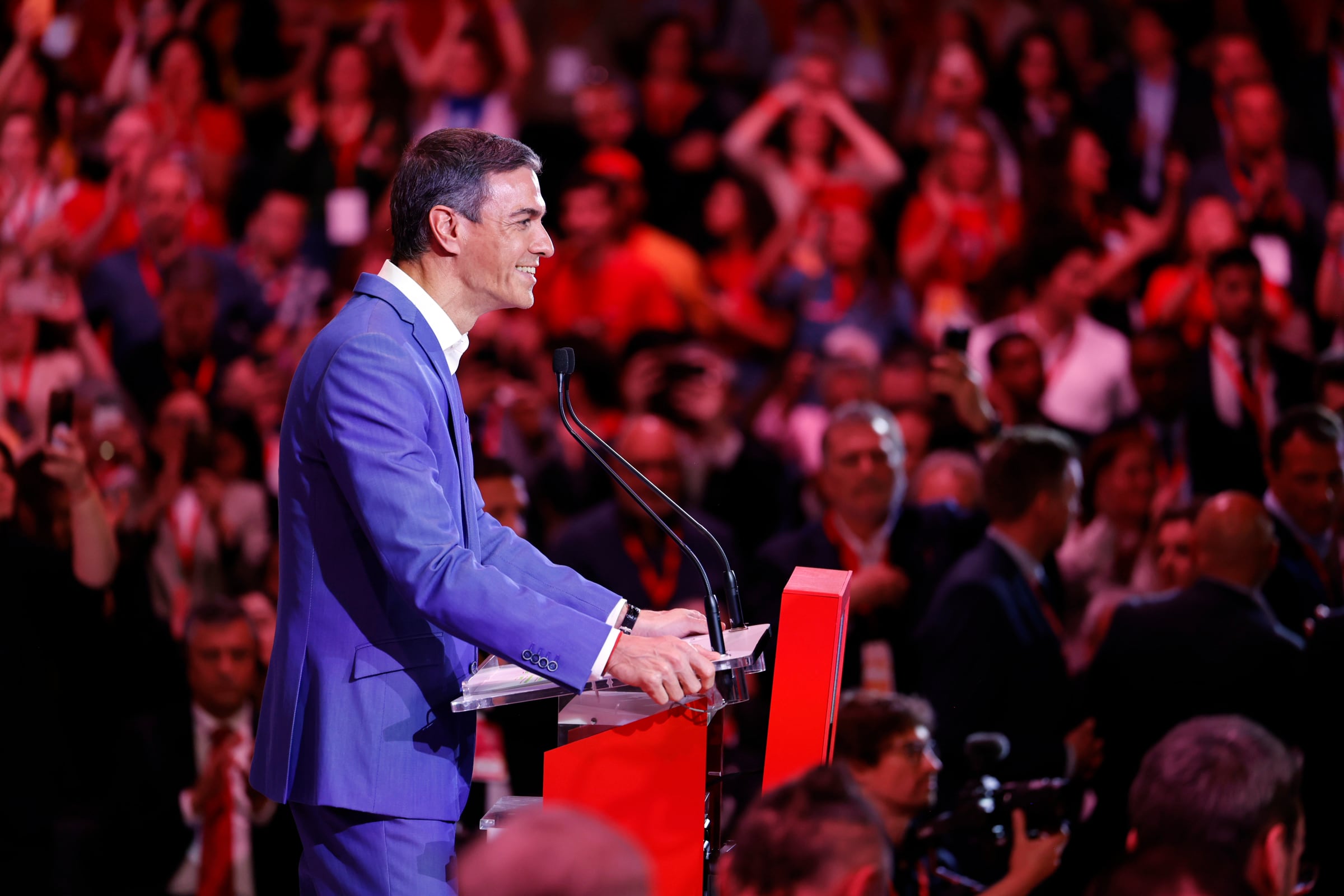 El presidente del Gobierno, Pedro Sánchez, este sábado en Barcelona. 