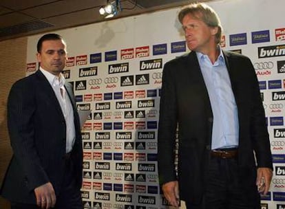 Mijatovic y Schuster, el día de la presentación del alemán como técnico del Madrid.