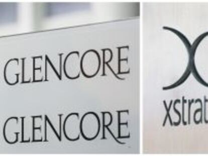 A combination file photo shows the logo of Glencore (L) in front of the company&#039;s headquarters in the Swiss town of Baar and the logo of Swiss mining company Xstrata (R) at their headquarters in Zug, both taken November 13, 2012. After years of on-off talks, months of brinksmanship and often bitter negotiations, Glencore&#039;s head Ivan Glasenberg gets to complete the $30 billion acquisition of Xstrata on May 2, 2013, the mining industry&#039;s biggest takeover yet.  REUTERS/Michael Buholzer/Files  (SWITZERLAND - Tags: BUSINESS COMMODITIES LOGO)