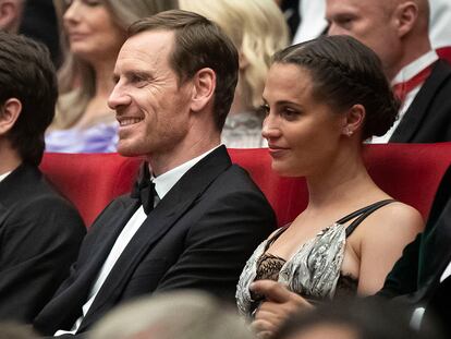 Michael Fassbender y Alicia Vikander en Karlovy Vary la noche del viernes.