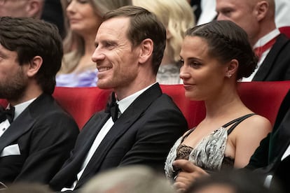 Michael Fassbender y Alicia Vikander en Karlovy Vary la noche del viernes.