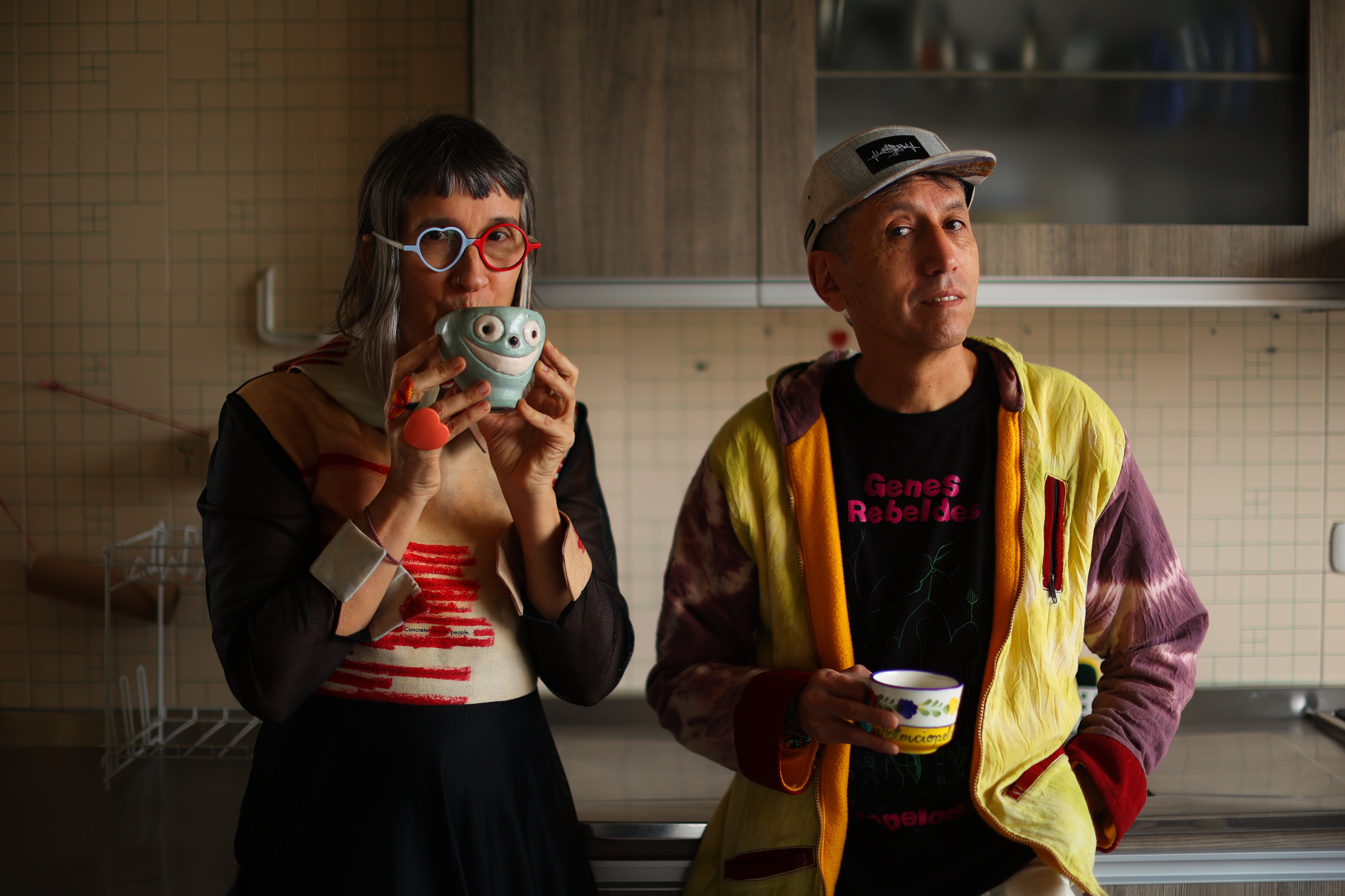 Aterciopelados, tras una entrevista en Bogotá.