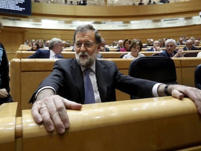 Mariano Rajoy durante el requerimiento del Gobierno al Senado de aprobaci&oacute;n de las medidas a las que se refiere el articulo 155.