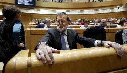 Mariano Rajoy durante el requerimiento del Gobierno al Senado de aprobaci&oacute;n de las medidas a las que se refiere el articulo 155.