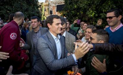 Albert Rivera, durante un acto de precampaña en Valencia.