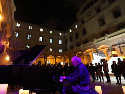 El pianista Carles Santos, este domingo en el homenaje en La Modelo.