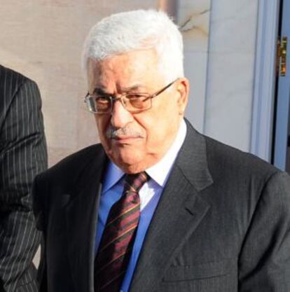 El presidente palestino, Mahmud Abbas, hoy en Túnez.