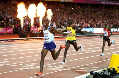 El &uacute;ltimo triunfo de Mo Farah, el Mundial de 10.000m en Londres en agosto pasado.
 