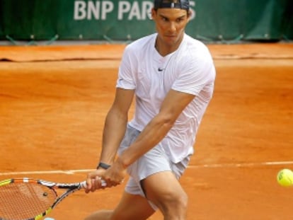 Nadal, durante un entrenamiento en París.