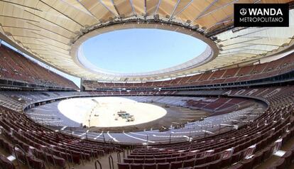 El Atlético de Madrid ha publicado imágenes del interior del estadio, donde se ve la nueva cubierta.