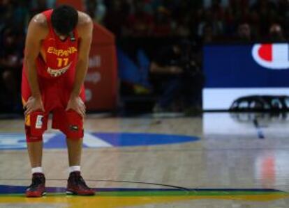 Ricky Rubio, durante el Francia-España (65-52) del Mundial de 2014.