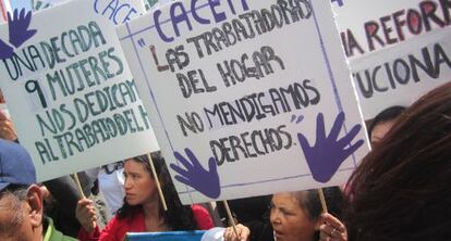 Una protesta de trabajadoras del hogar. 