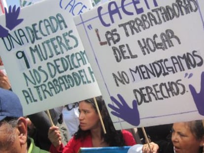 Una protesta de trabajadoras del hogar. 