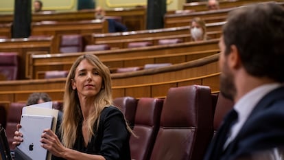 La entonces portavoz del Grupo Popular en el Congreso de los Diputados, Cayetana Álvarez de Toledo, en mayo de 2020 en el Congreso.