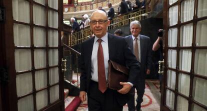 El ministro de Hacienda, Cristobal Montoro, tras el debate sobre los Presupuestos.