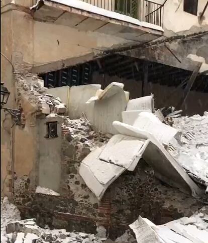 La bodega de Lluís Llach, afectada por el temporal, en una imagen difundida en Twitter.