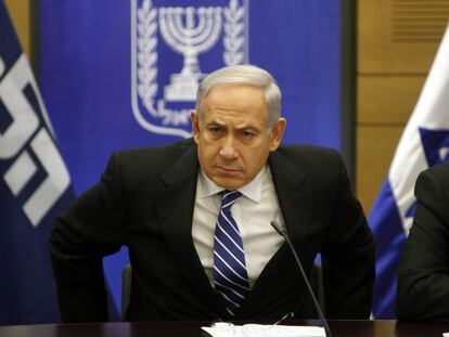 Netanyahu, en una reuni&oacute;n de su partido en el parlamento de Israel.