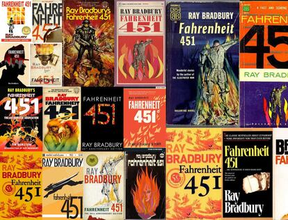 Collage de portadas de 'Fahrenheit 451'