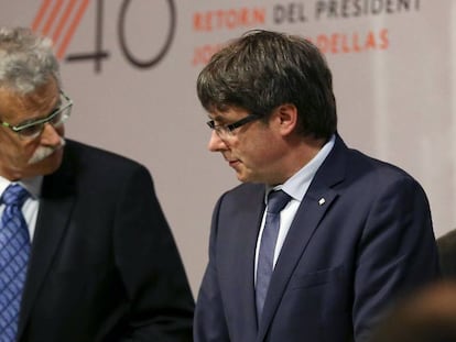 Carles Puigdemont i Josep Tarradellas Macià, fill de l'expresident.