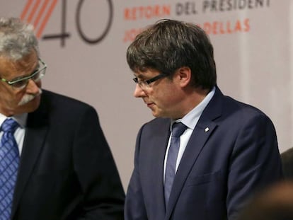 Carles Puigdemont i Josep Tarradellas Maci&agrave;, fill de l&#039;expresident. 