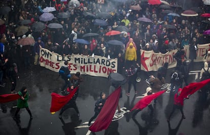 Manifestaci&oacute;n en Par&iacute;s contra la reforma laboral del Gobierno socialista franc&eacute;s, el 31 de marzo de 2016.