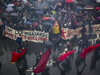 Manifestação contra a reforma trabalhista do Governo socialista francês em 31 de março de 2016 em Paris.