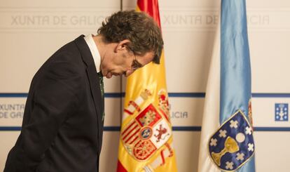 Feijóo, durante una comparecencia en la sede del Gobierno gallego.