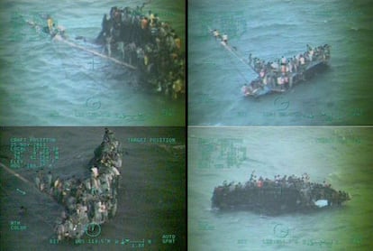 Imagen de la barca de migrantes que naufragó en Bahamas.
