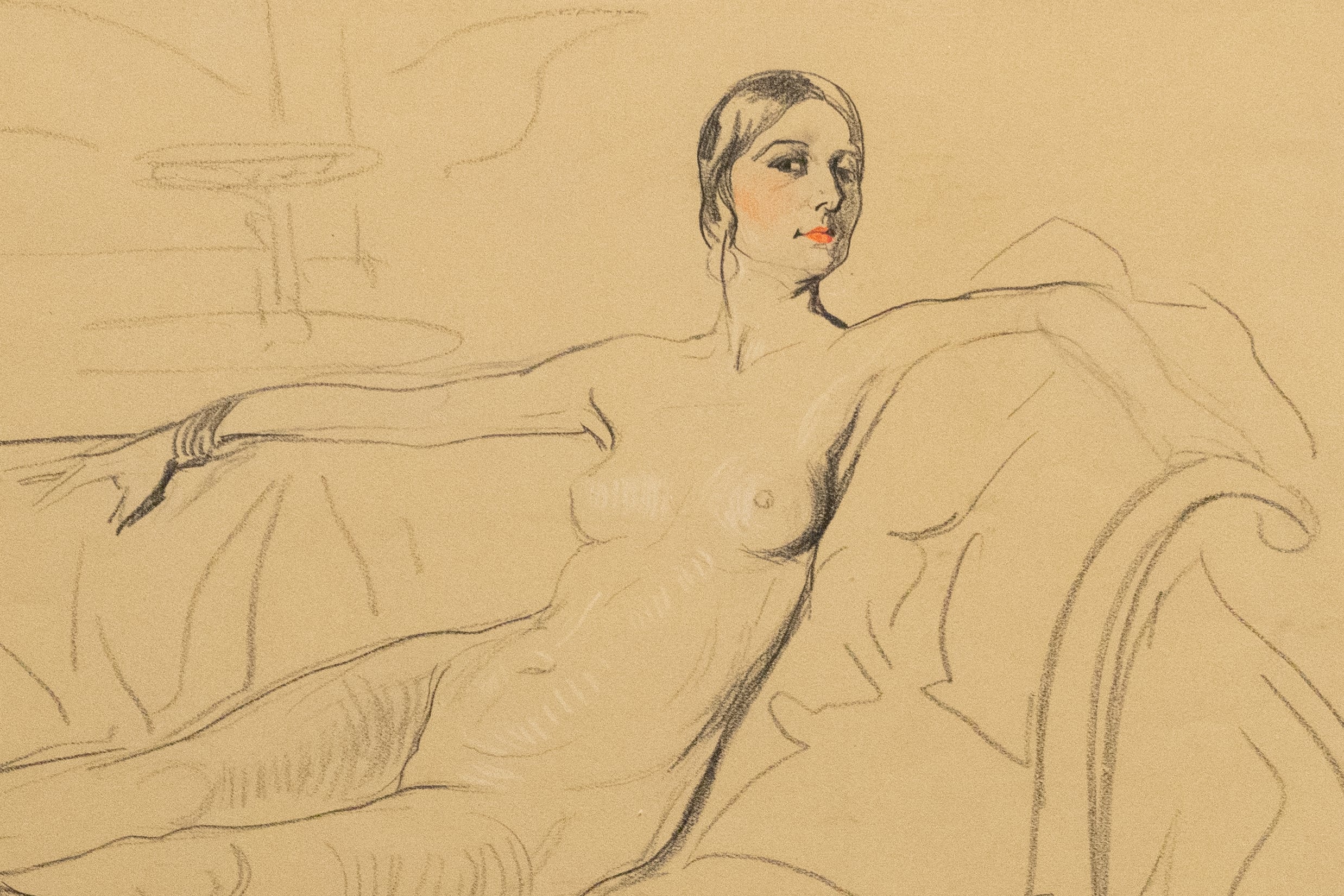 Uno de los bocetos que Manuel Benedito dibujó sobre Concha Piquer.