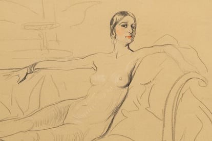 Uno de los bocetos que Manuel Benedito dibujó sobre Concha Piquer.