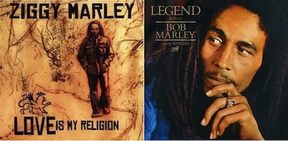 El hijo mayor de Rita y Bob Marley, Ziggy, ha seguido los mismos pasos que sus padres, y es cantante de reggae Marley ha seguido los mismos pasos que sus progenitores. A  la derecha, el segundo álbum de Ziggy en solitario, del año 2006, y a la izquierda, el mítico álbum Legend (1984) de Bob Marley.