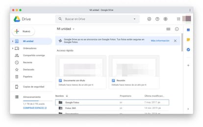 Carpeta de Google Drive en el ordenador.